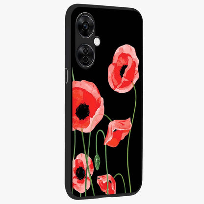 Crimson Garden Dream Glass Case for 1+Nord CE 3 Lite side perspective highlighting elegant floral textures and premium build