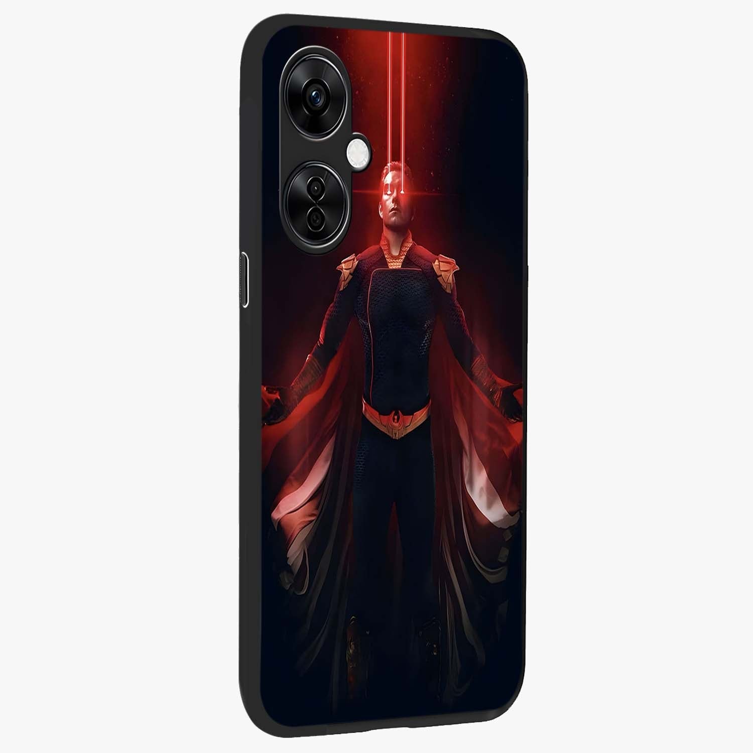 Crimson Vision Ascension Glass Case for 1+Nord CE 3 Lite side perspective highlighting intense color depth and sleek build