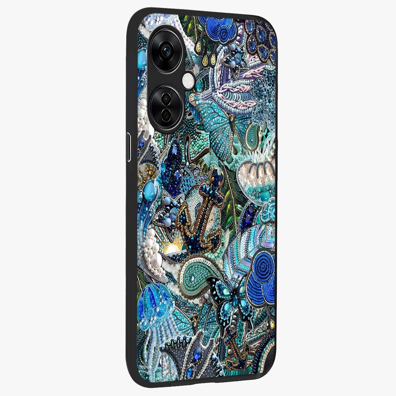 Crystal Ocean Magic Glass Case for 1+Nord CE 3 Lite side perspective highlighting wave textures and smooth premium build