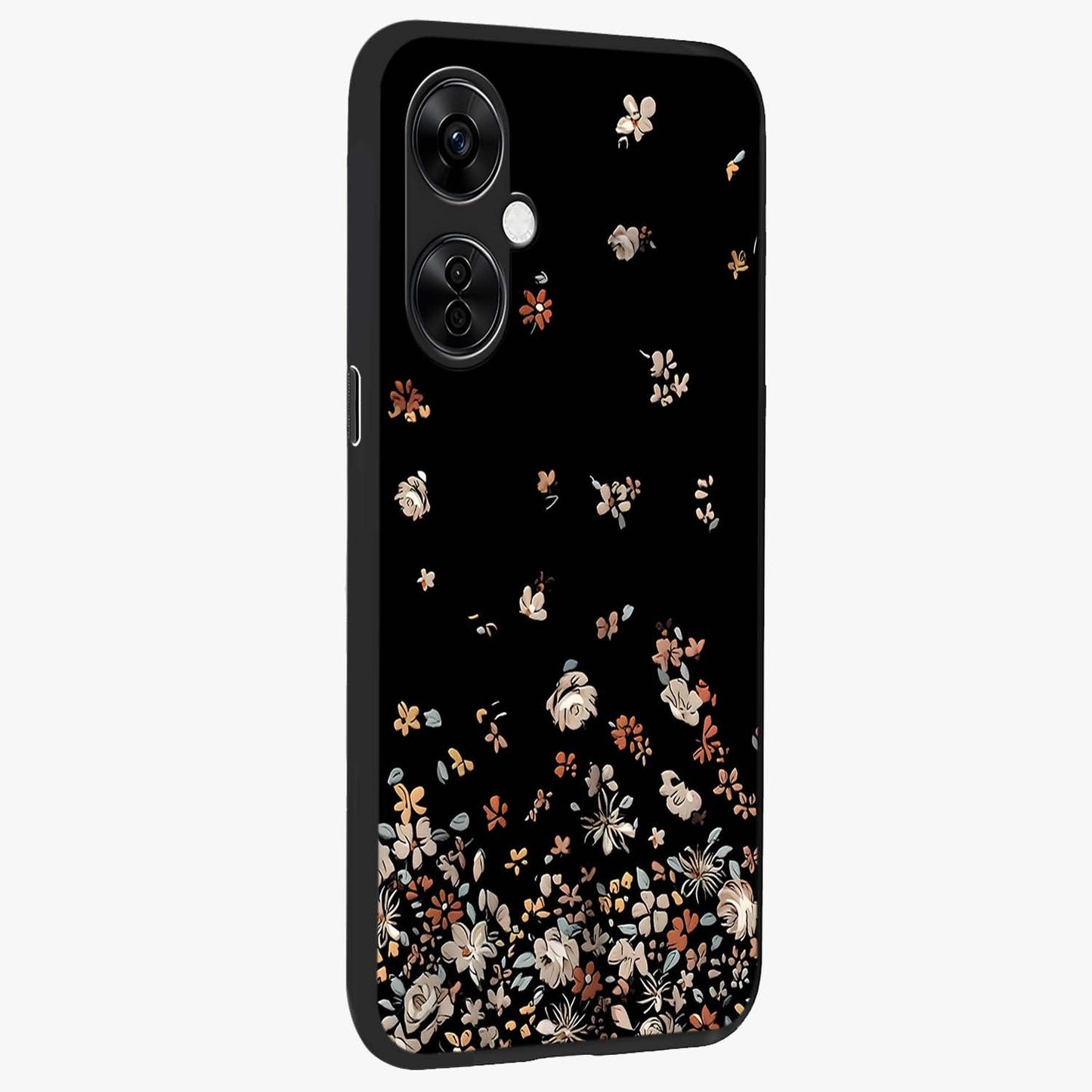 Dark Petal Aesthetic Glass Case for 1+Nord CE 3 Lite side perspective highlighting refined textures and premium edge finish
