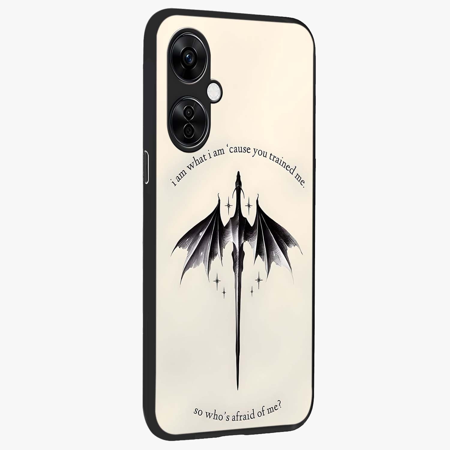 Dragon Quote Art Glass Case for 1+Nord CE 3 Lite side perspective highlighting intricate dragon textures and sleek build