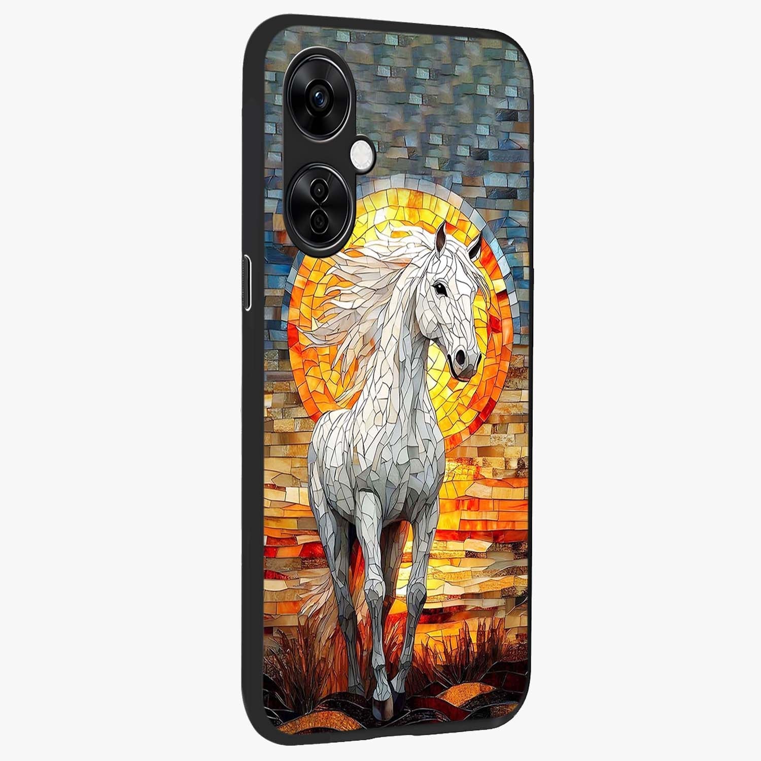 Elected Horse Glass Case for 1+Nord CE 3 Lite side perspective highlighting strong textures and sleek premium build