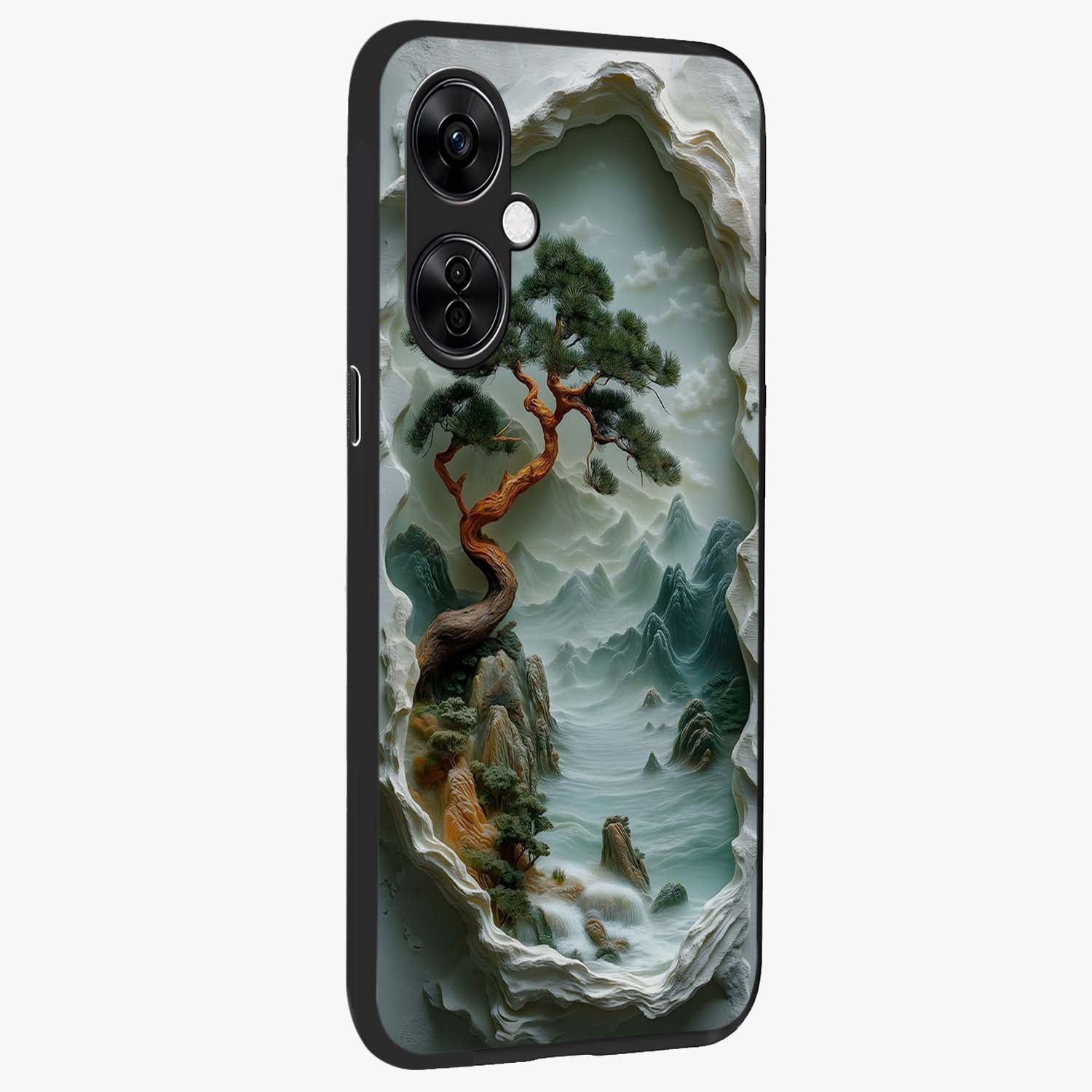 Eternal Nature Spirit Glass Case for 1+Nord CE 3 Lite side perspective highlighting organic textures and sleek build