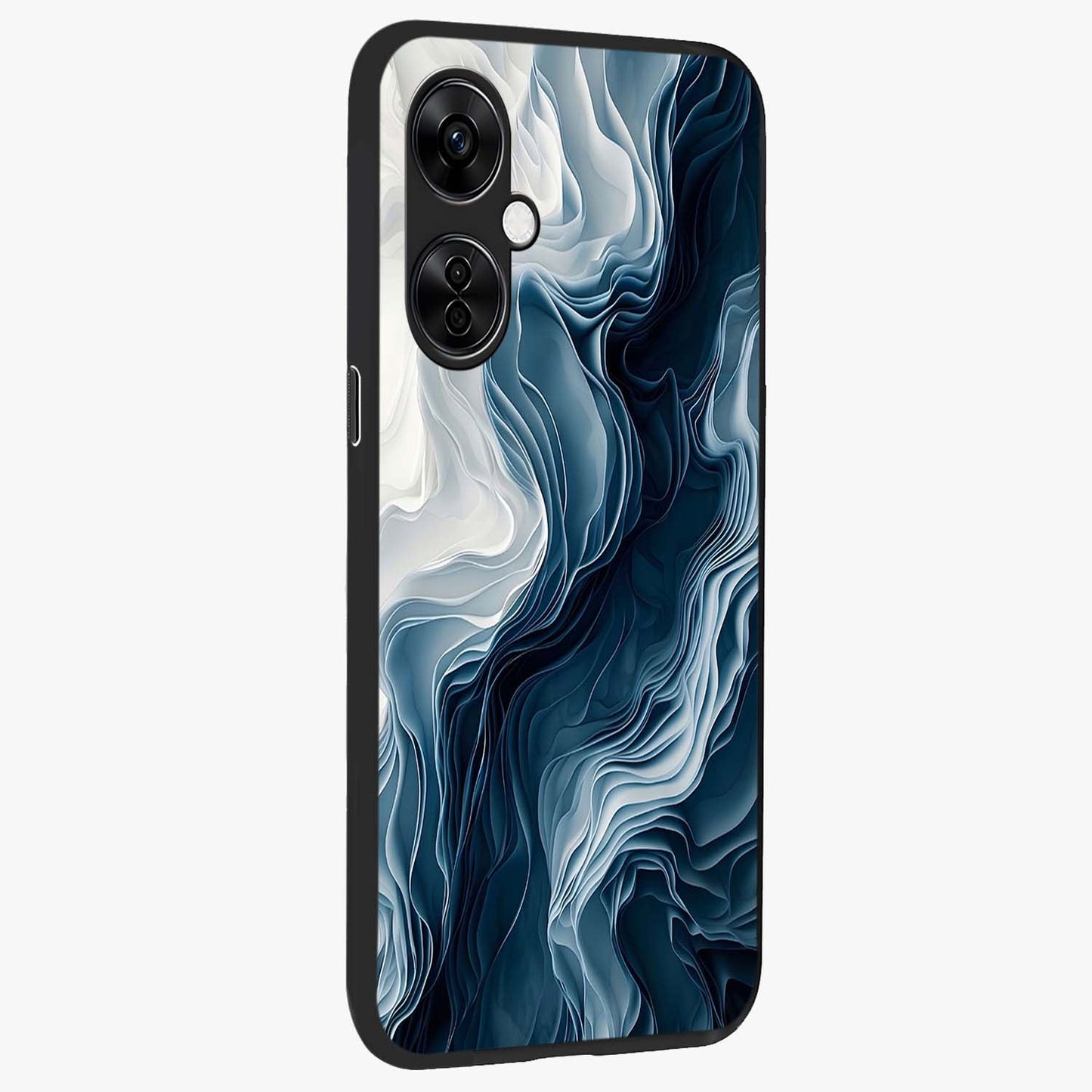 Ethereal Paper Marble Glass Case for 1+Nord CE 3 Lite side perspective highlighting elegant marble detailing and premium build