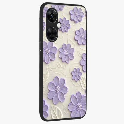 Floral Wall Art With Purple Flowers Glass Case for 1+Nord CE 3 Lite side perspective highlighting delicate bloom details and premium build