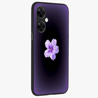 Flower on Soft Violet Gradient Glass Case for 1+Nord CE 3 Lite side perspective highlighting delicate bloom detailing and smooth edges
