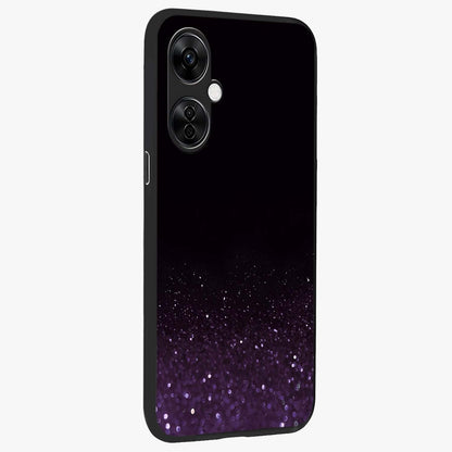 Glittery Purple Bokeh Glass Case for 1+Nord CE 3 Lite side perspective highlighting glowing textures and sleek premium edges