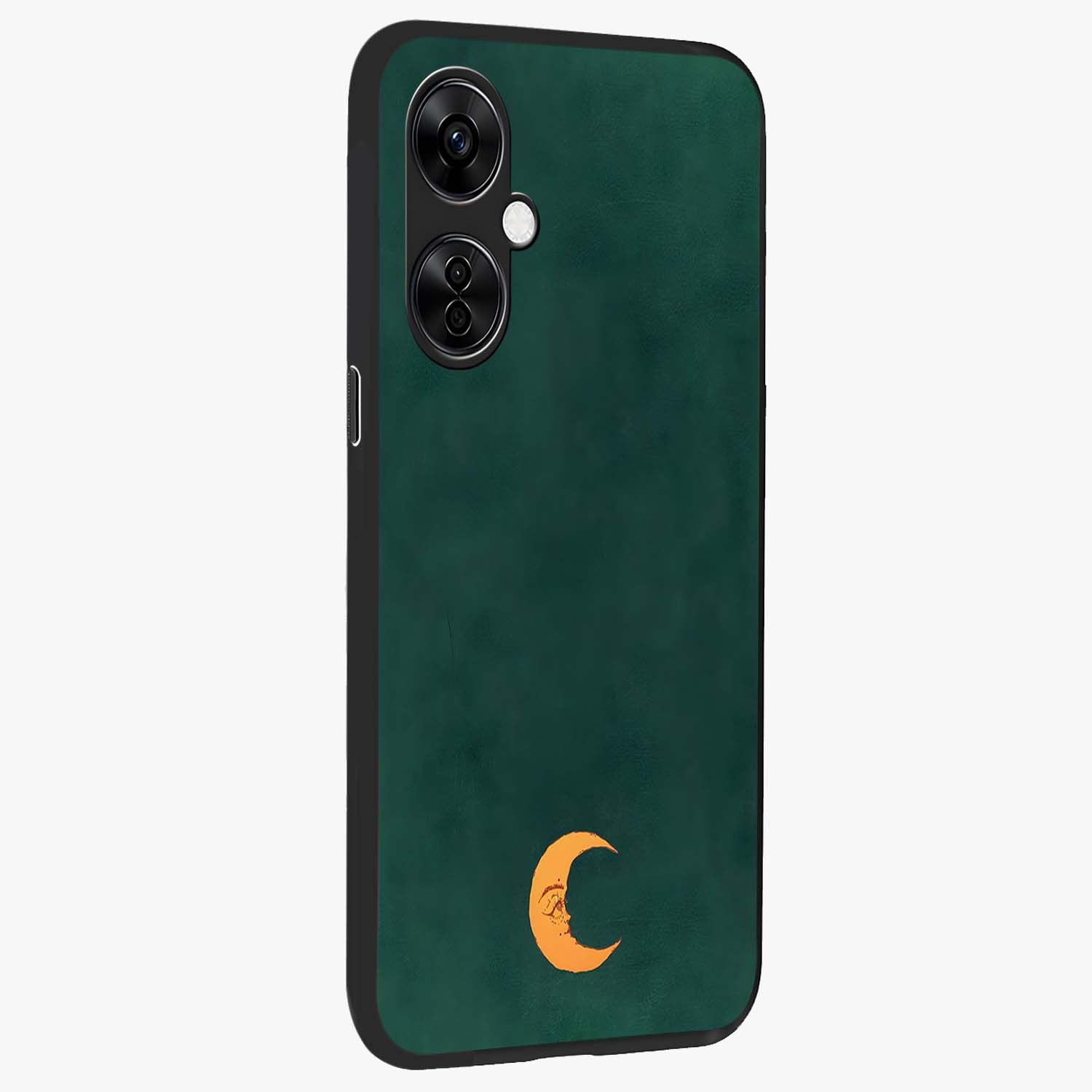 Golden Crescent Mood Glass Case for 1+Nord CE 3 Lite side perspective highlighting elegant crescent detailing and smooth build