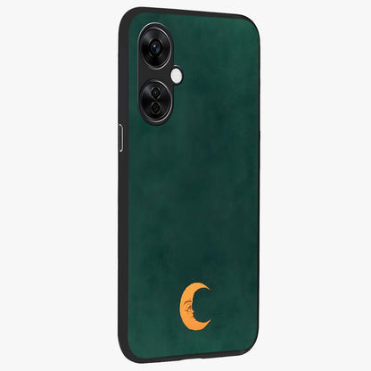 Golden Crescent Mood Glass Case for 1+Nord CE 3 Lite side perspective highlighting elegant crescent detailing and smooth build