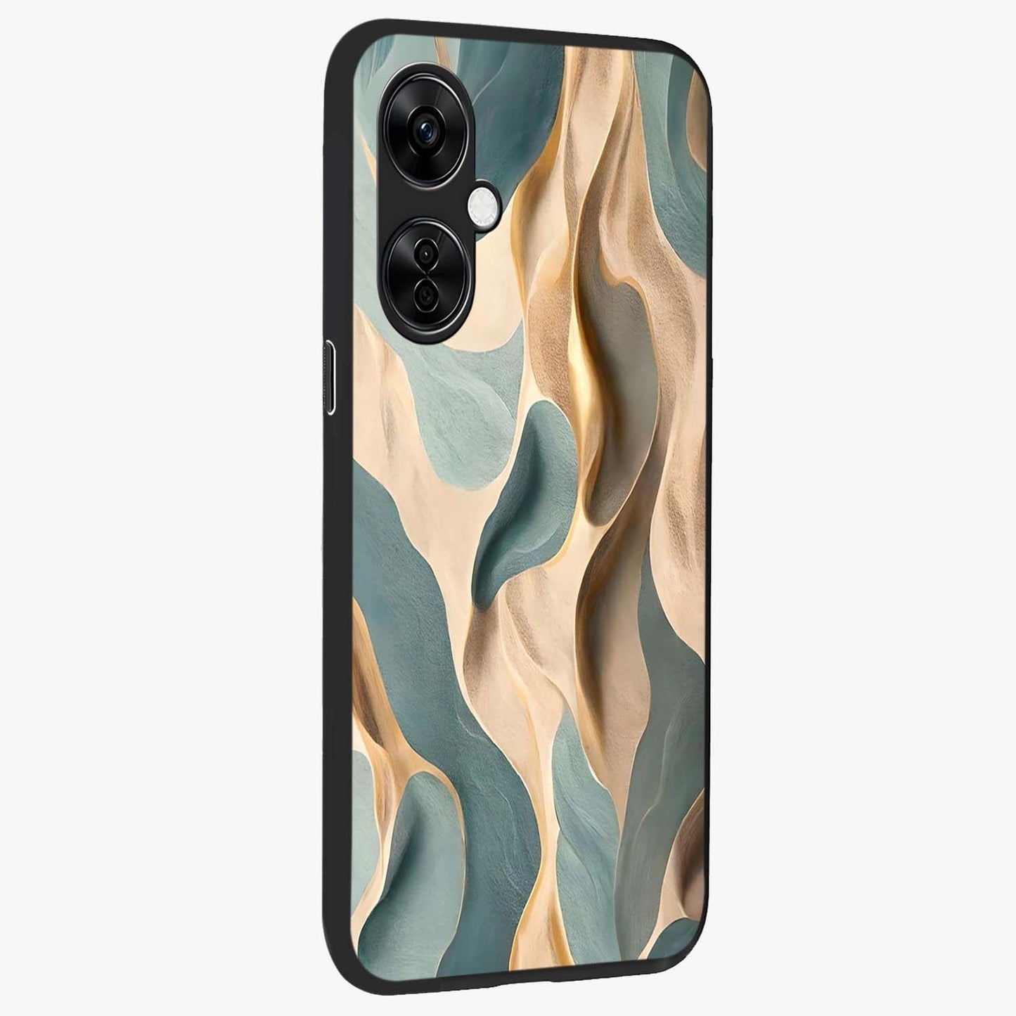Golden Dune Waves Glass Case for 1+Nord CE 3 Lite side perspective highlighting warm gradients and premium edges