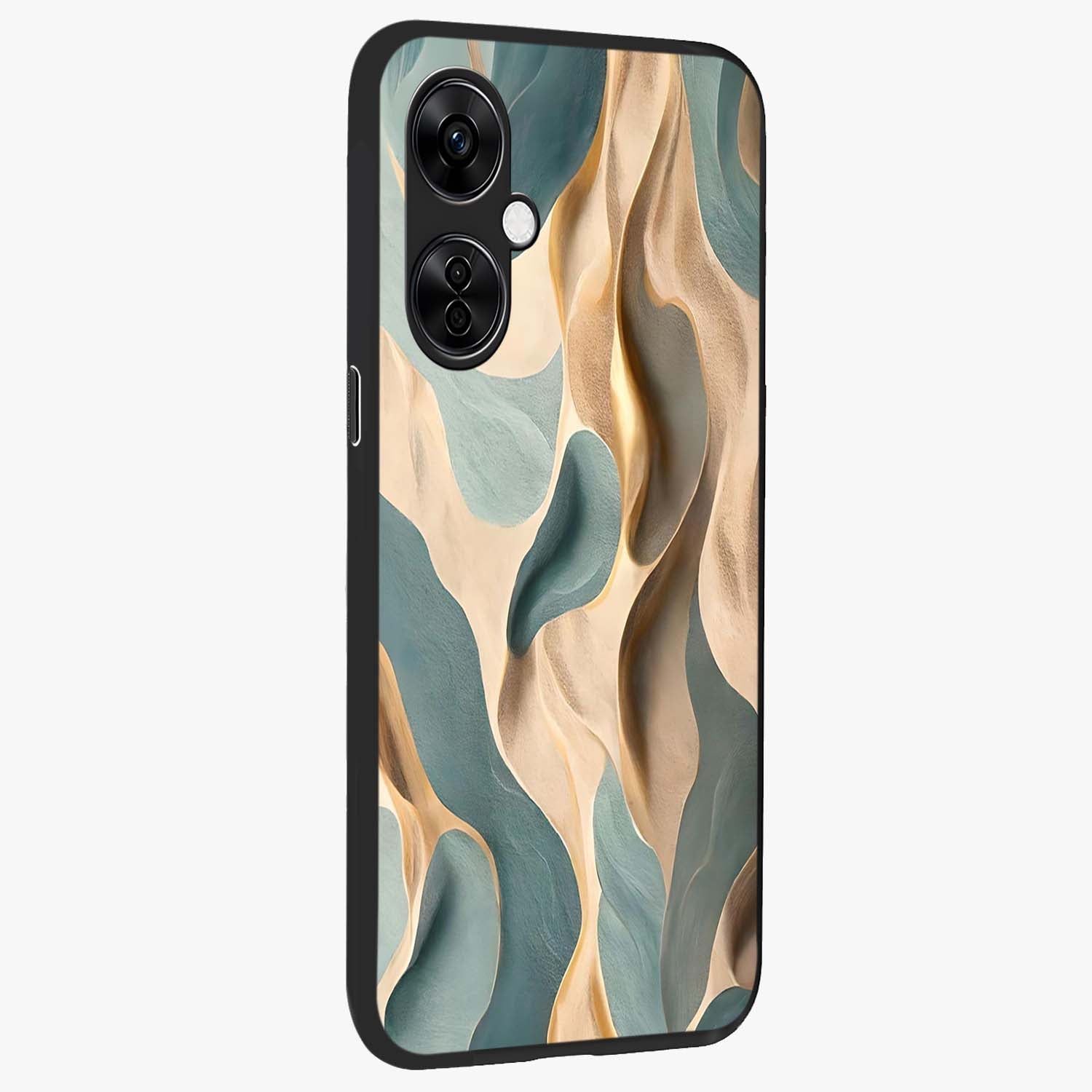 Golden Dune Waves Glass Case for 1+Nord CE 3 Lite side perspective highlighting warm gradients and premium edges