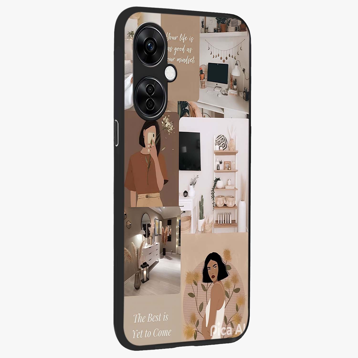 Golden Mind Moment Glass Case for 1+Nord CE 3 Lite side perspective highlighting smooth textures and sleek premium build