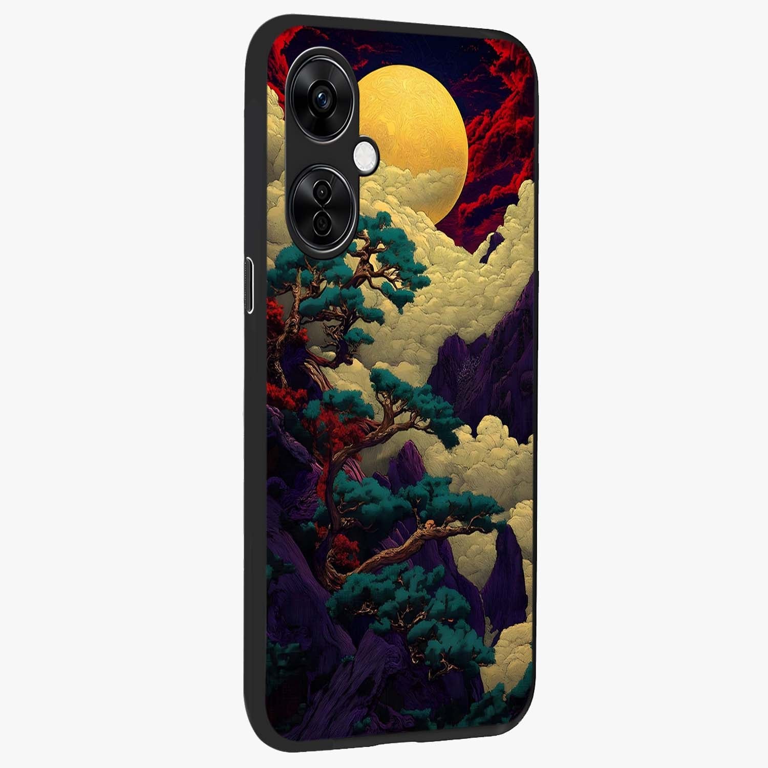 Golden Moon Horizon Glass Case for 1+Nord CE 3 Lite side perspective highlighting smooth celestial detailing and sleek build