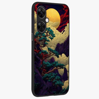 Golden Moon Horizon Glass Case for 1+Nord CE 3 Lite side perspective highlighting smooth celestial detailing and sleek build