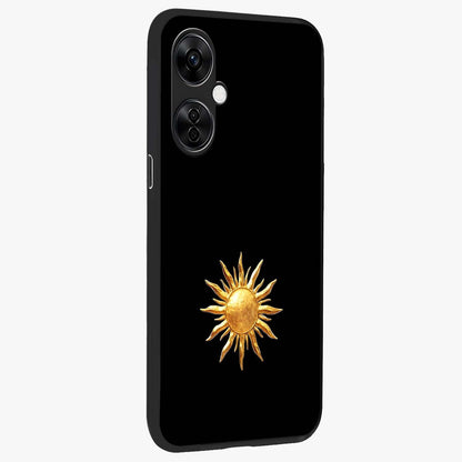 Golden Sun Minimalism Glass Case for 1+Nord CE 3 Lite side perspective highlighting refined minimal detailing and smooth build