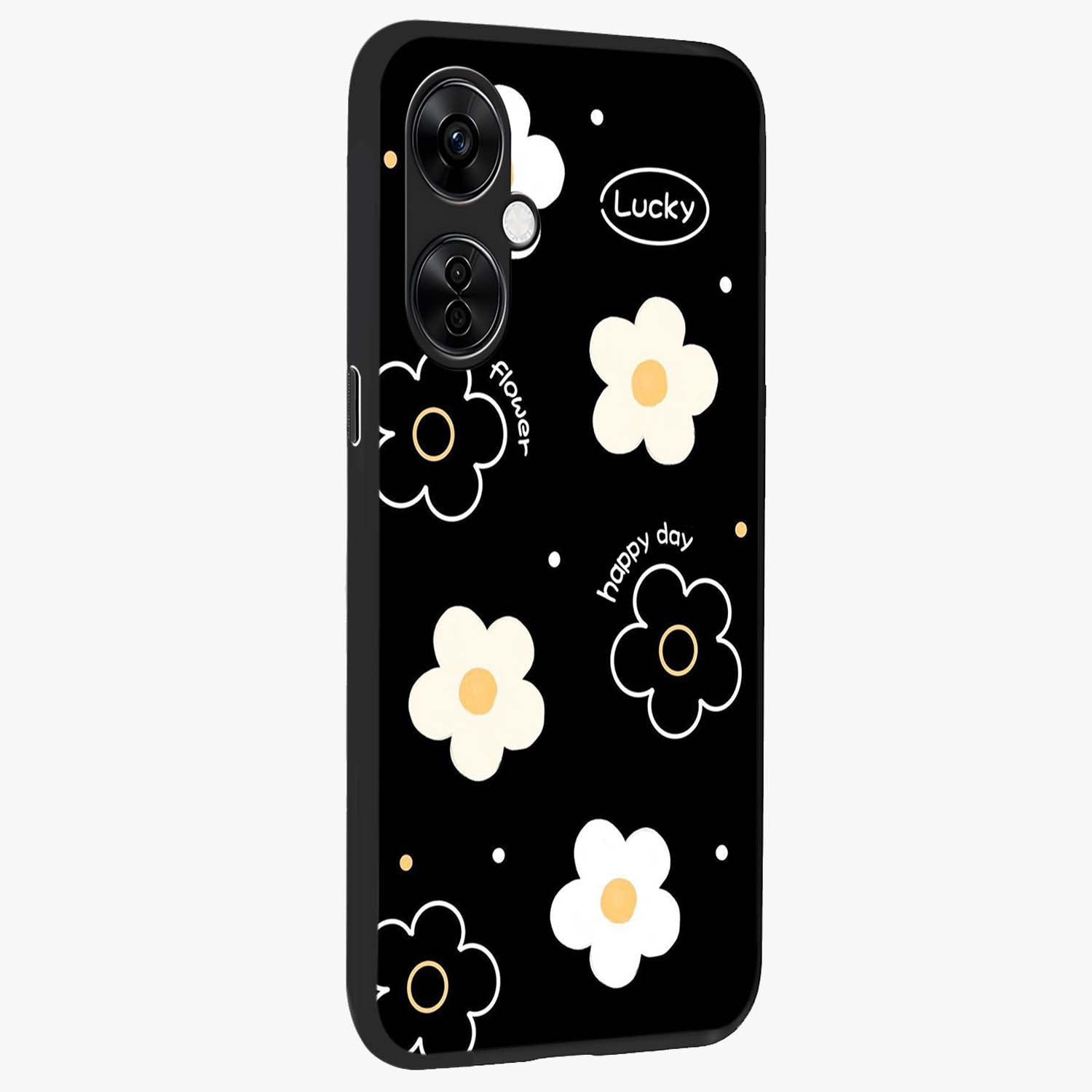 Happy Day Daisy Glass Case for 1+Nord CE 3 Lite side perspective highlighting fresh floral textures and premium edges
