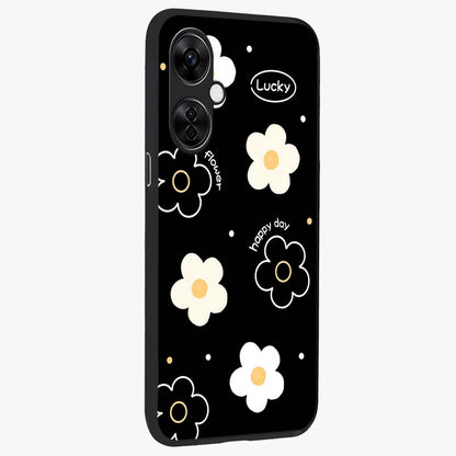 Happy Day Daisy Glass Case for 1+Nord CE 3 Lite side perspective highlighting fresh floral textures and premium edges