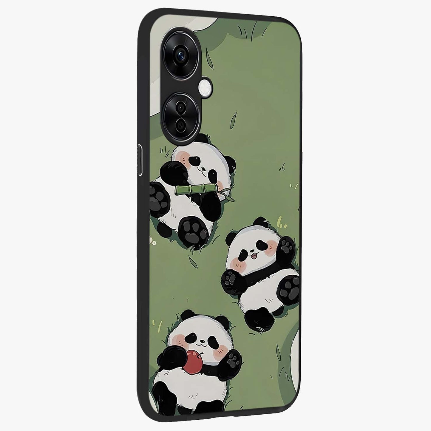 Lazy Panda Picnic Glass Case for 1+Nord CE 3 Lite side perspective highlighting cute illustration textures and smooth premium build