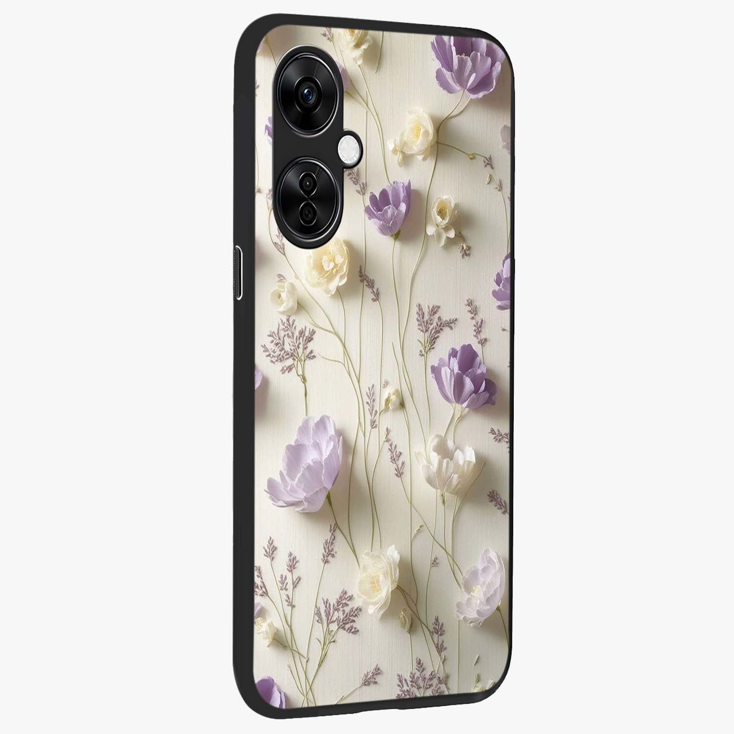 Lilac Breeze Harmony Glass Case for 1+Nord CE 3 Lite side perspective highlighting calming textures and premium build