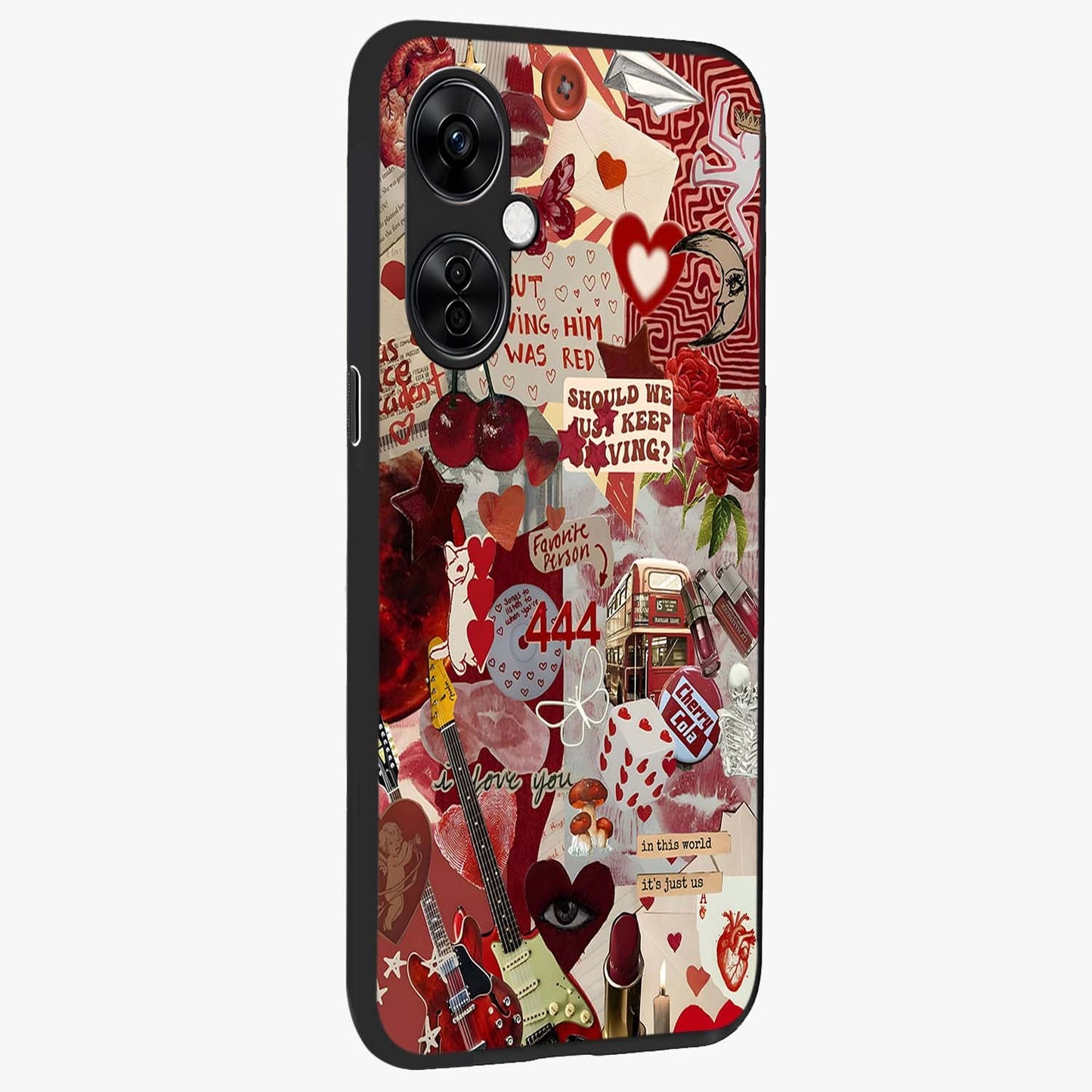 Lover’S Red Chaos Glass Case for 1+Nord CE 3 Lite side perspective highlighting edgy detailing and premium build
