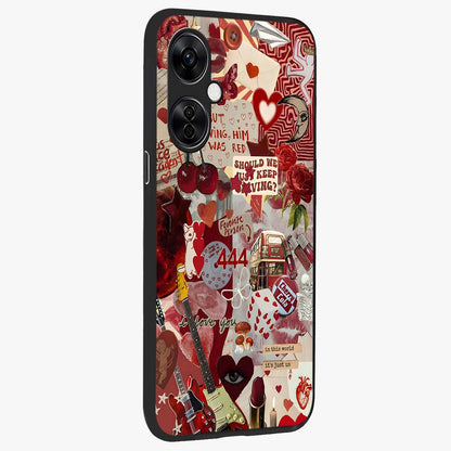 Lover’S Red Chaos Glass Case for 1+Nord CE 3 Lite side perspective highlighting edgy detailing and premium build