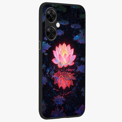 Luminous Lotus Glow Glass Case for 1+Nord CE 3 Lite side perspective highlighting serene floral textures and premium edges
