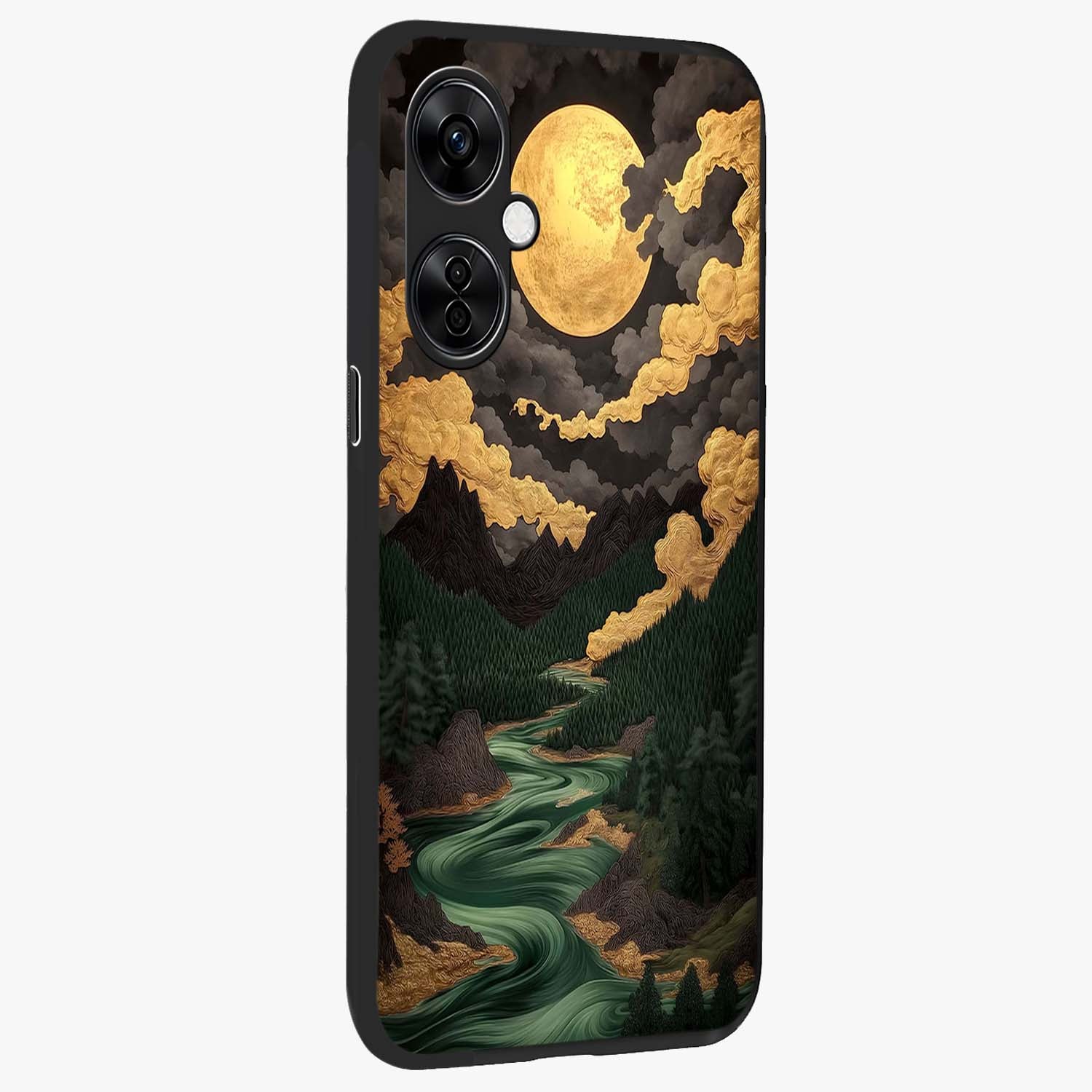 Lunar Silk Garden Glass Case for 1+Nord CE 3 Lite side perspective highlighting delicate bloom detailing and premium edges