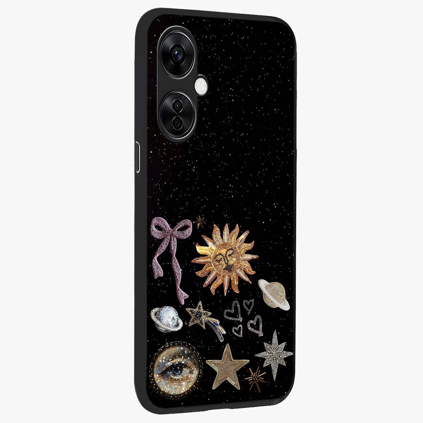 Magical Jewelry Vibe Glass Case for 1+Nord CE 3 Lite side perspective highlighting radiant textures and sleek premium build