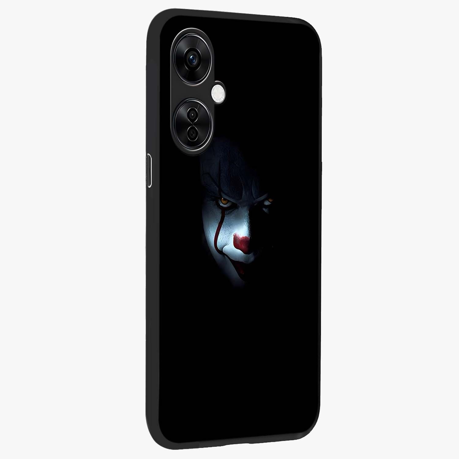 Midnight Madness Smile Glass Case for 1+Nord CE 3 Lite side perspective highlighting expressive textures and sleek edges