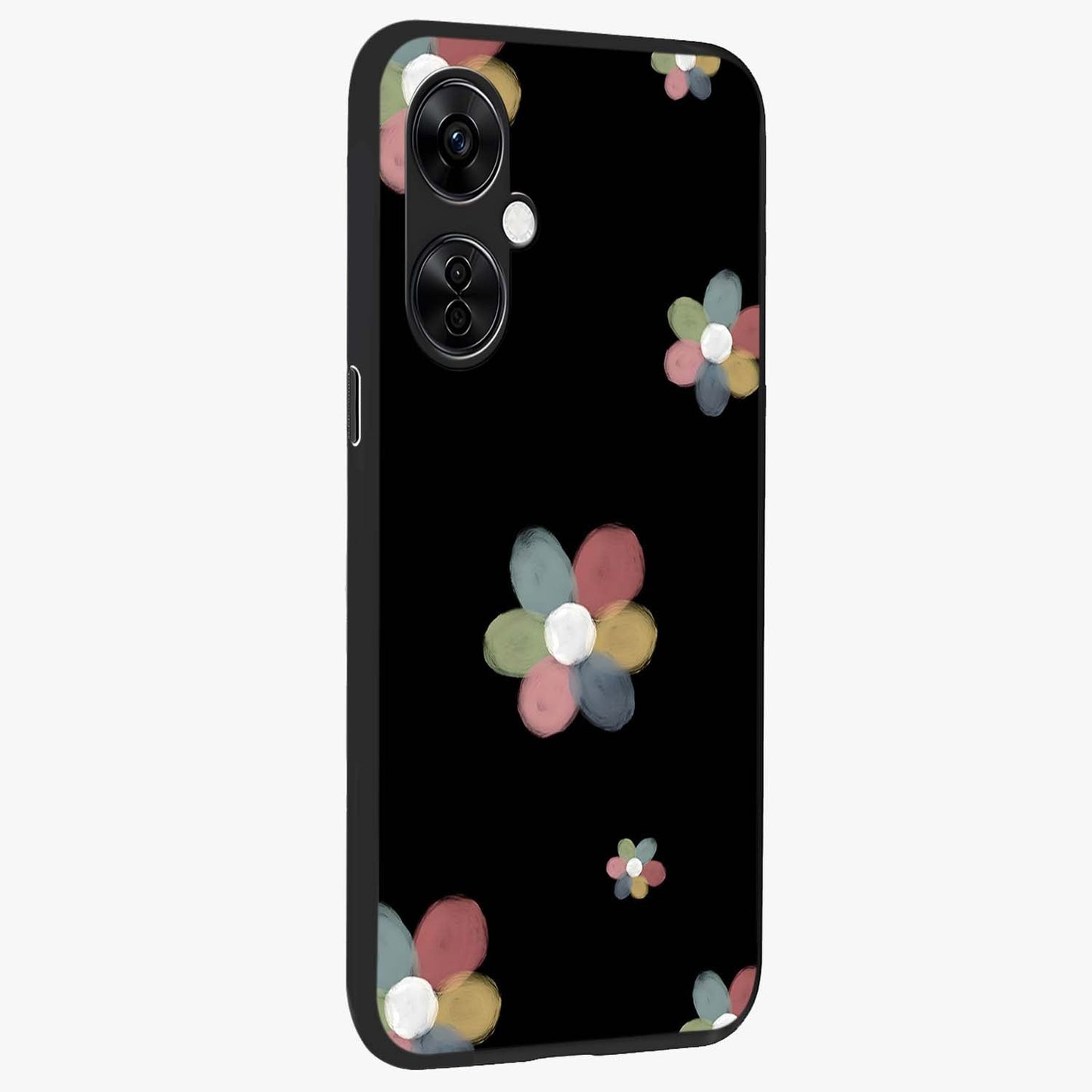 Minimal Floral Charm Glass Case for 1+Nord CE 3 Lite side perspective highlighting refined minimal textures and smooth build