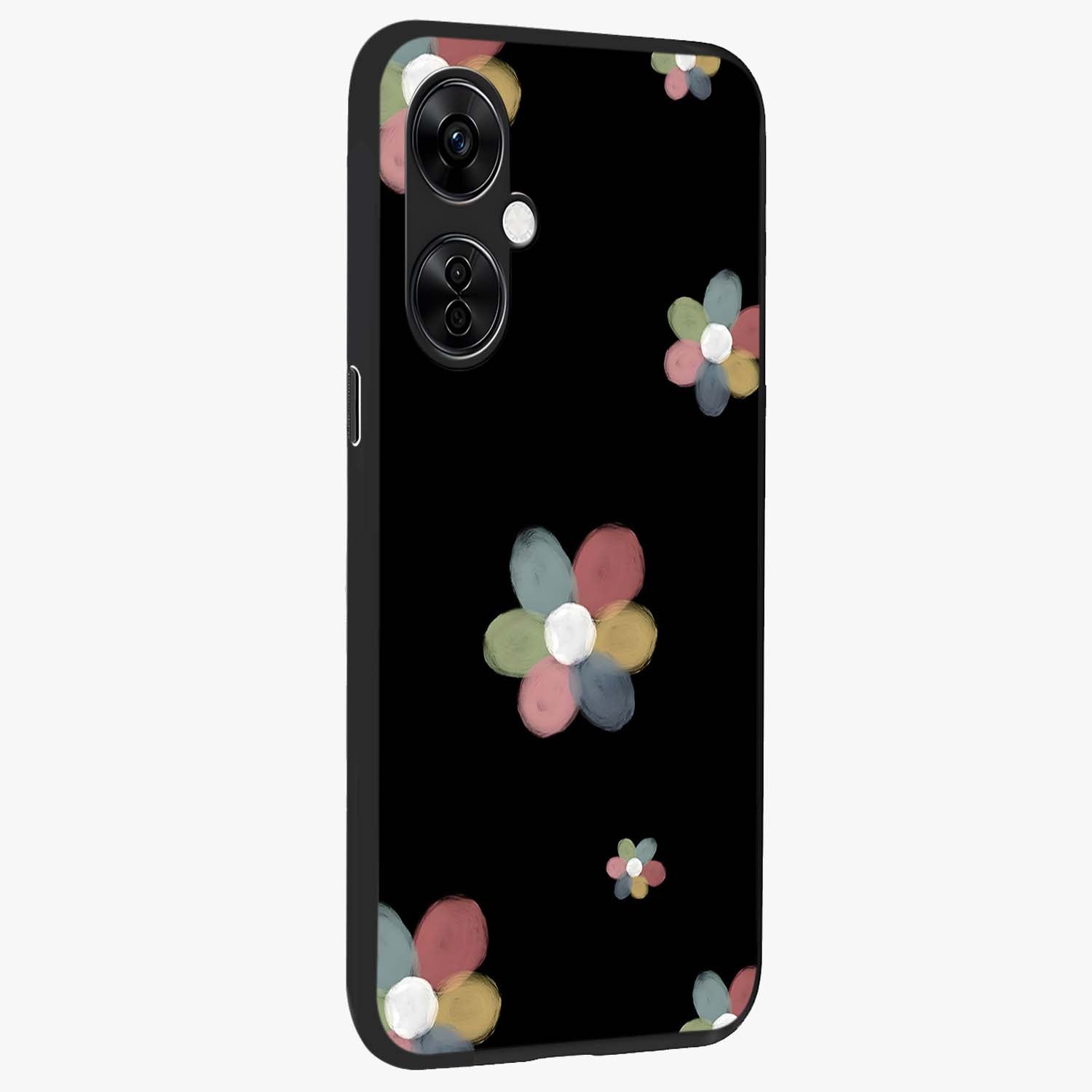 Minimal Floral Charm Glass Case for 1+Nord CE 3 Lite side perspective highlighting refined minimal textures and smooth build