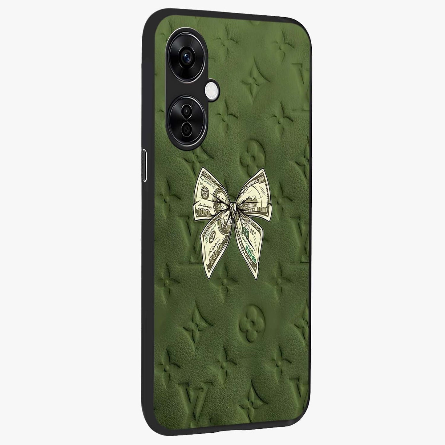 Money Bow Lv Glass Case for 1+Nord CE 3 Lite side perspective highlighting stylish textures and sleek build