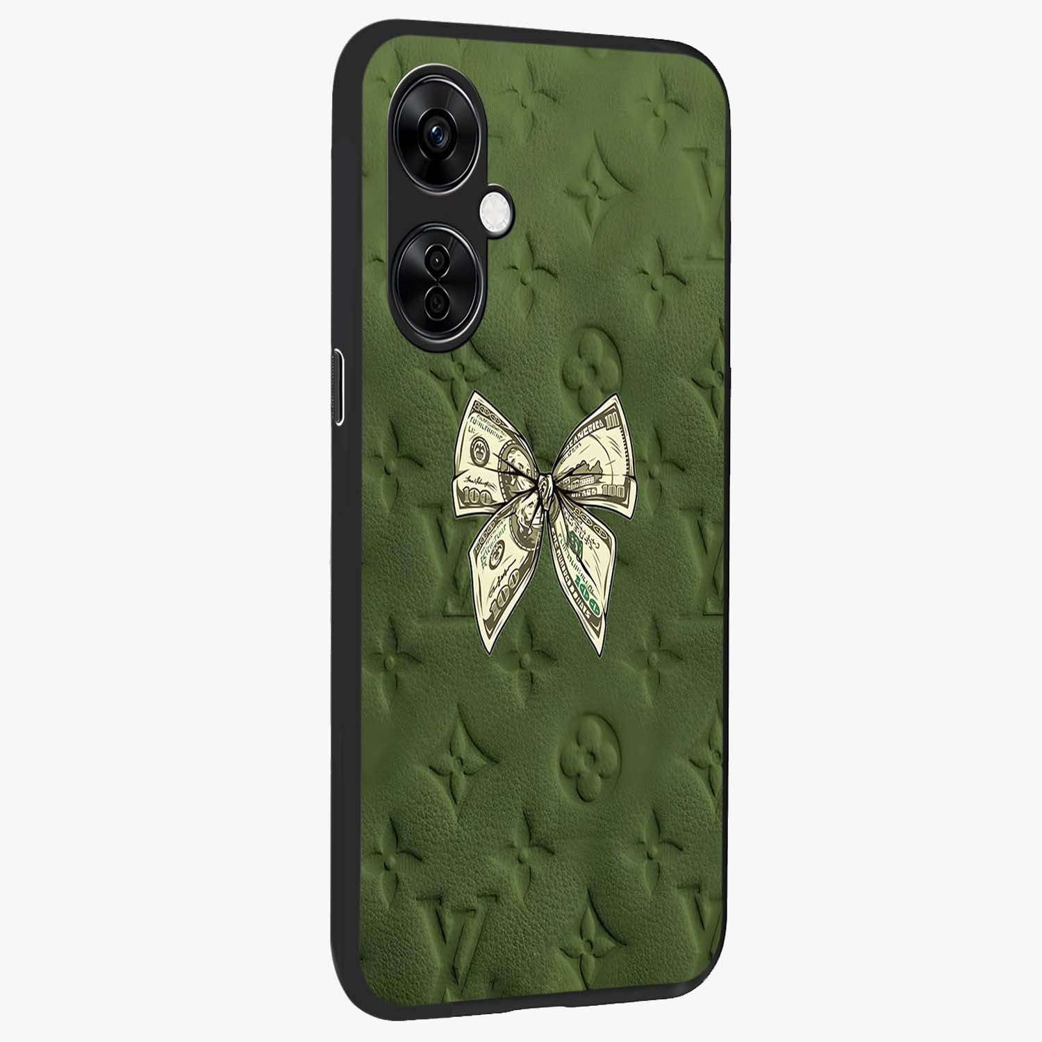 Money Bow Lv Glass Case for 1+Nord CE 3 Lite side perspective highlighting stylish textures and sleek build