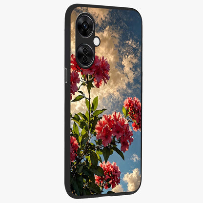 Moonlit Blossom Charm Glass Case for 1+Nord CE 3 Lite side perspective highlighting refined floral textures and premium edges