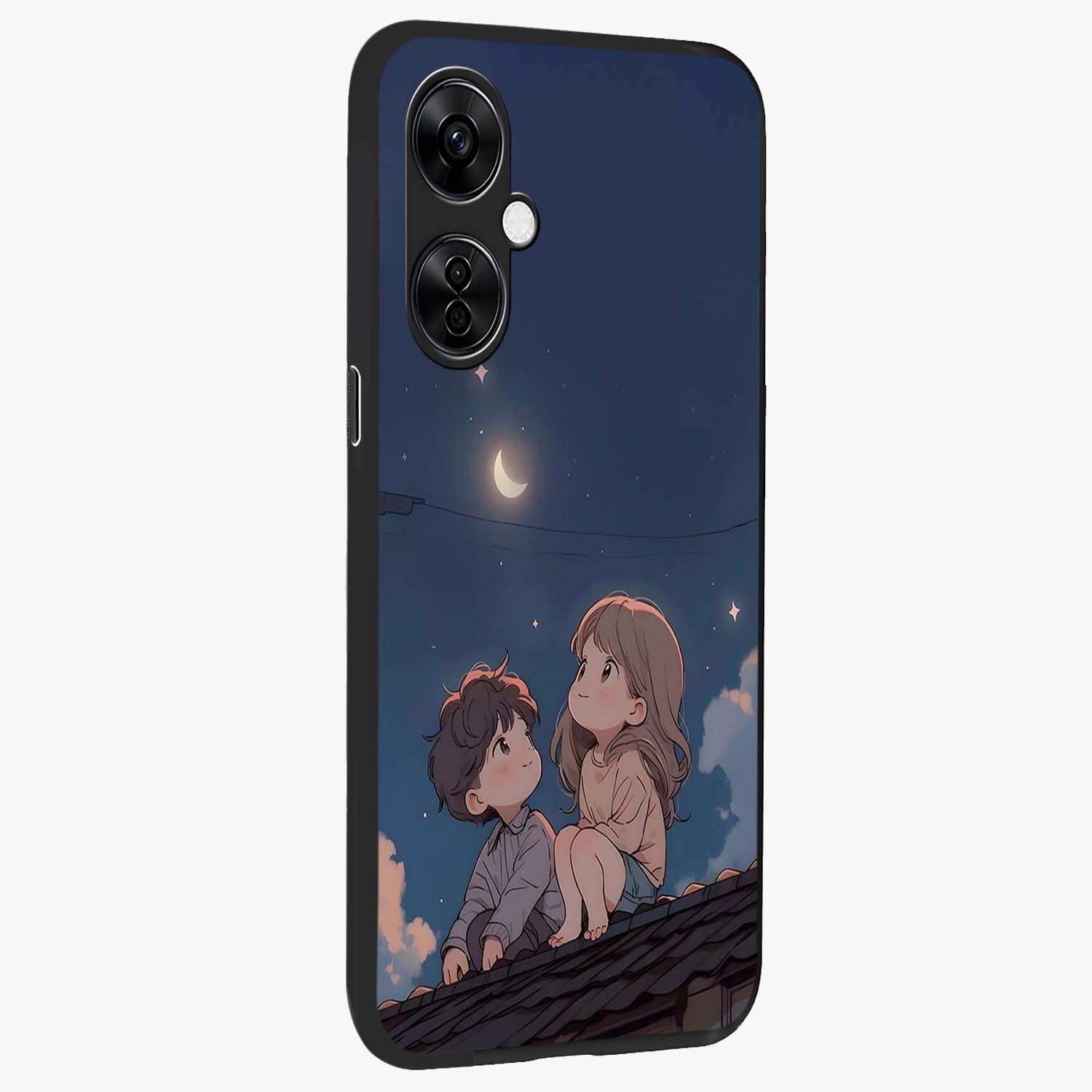 Moonlit Promise Together Glass Case for 1+Nord CE 3 Lite side perspective highlighting delicate textures and sleek premium build