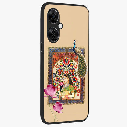 Mughal Princess and Peacock Glass Case for 1+Nord CE 3 Lite side perspective highlighting detailed cultural textures and smooth premium build