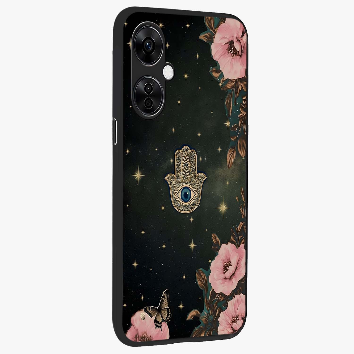 Mystic Bloom Protection Glass Case for 1+Nord CE 3 Lite side perspective highlighting intricate bloom textures and sleek build