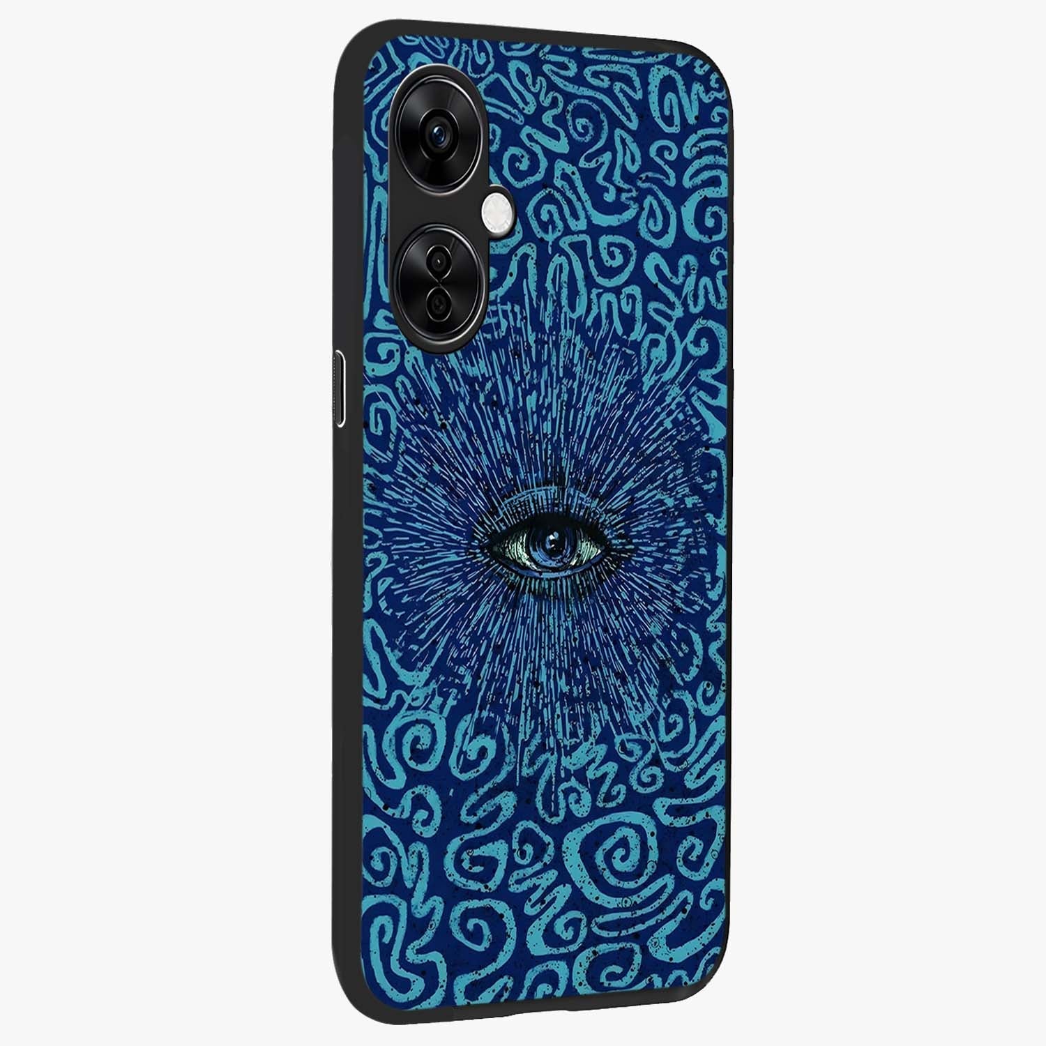 Mystic Inner Eye Glass Case for 1+Nord CE 3 Lite side perspective highlighting bold detailing and smooth edges