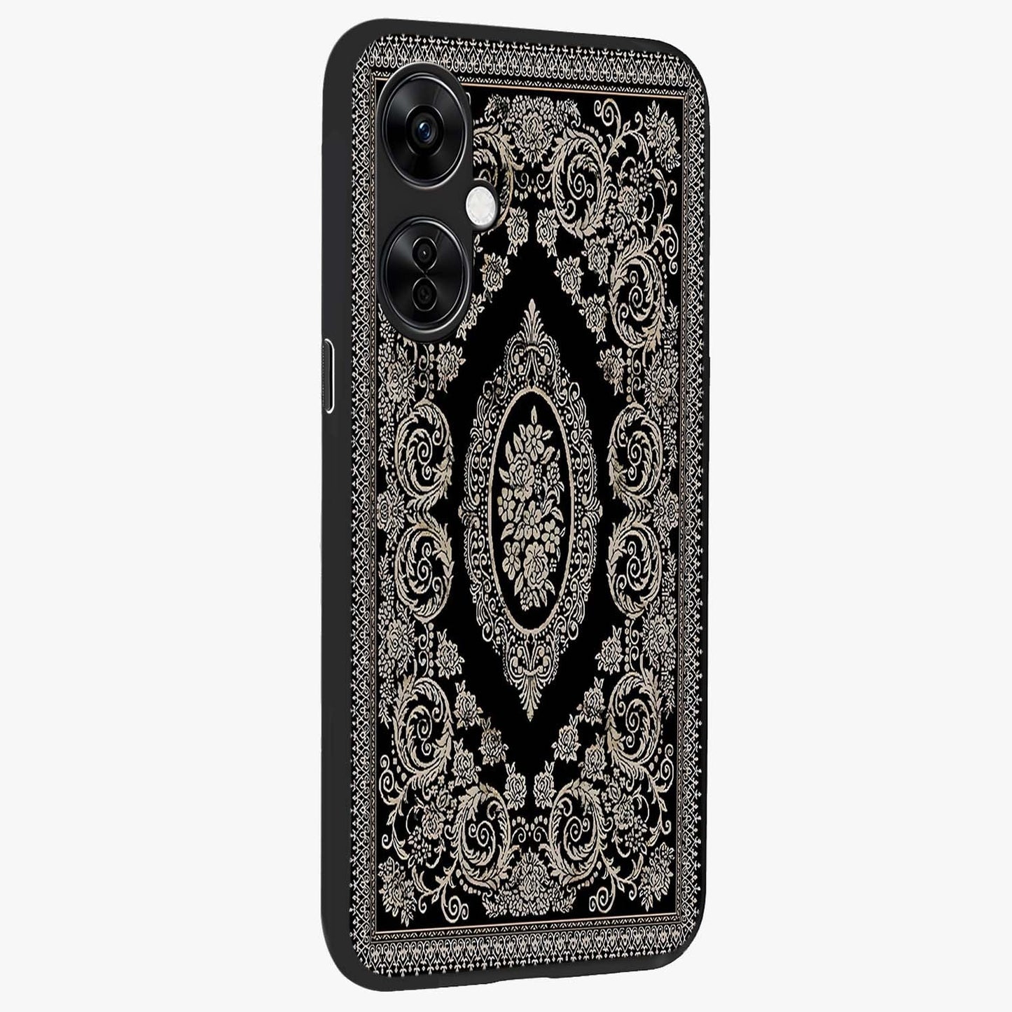 Noir Bloom Elegance Glass Case for 1+Nord CE 3 Lite side perspective highlighting subtle textures and sleek premium build