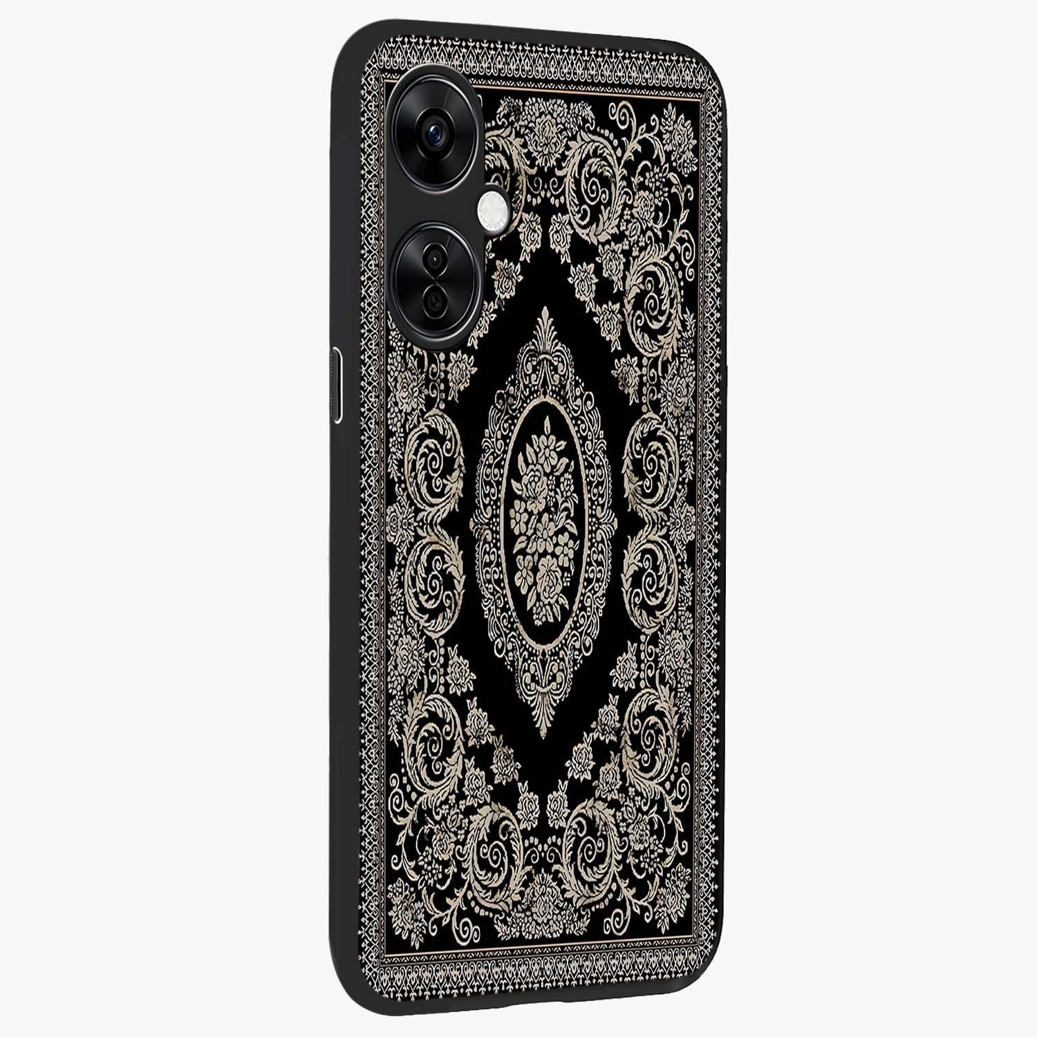 Noir Bloom Elegance Glass Case for 1+Nord CE 3 Lite side perspective highlighting subtle textures and sleek premium build