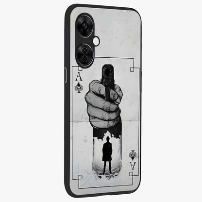 Noir Trigger Fate Glass Case for 1+Nord CE 3 Lite side perspective highlighting strong contrast textures and premium edges
