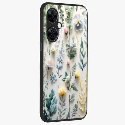Pastel Garden Whispers Glass Case for 1+Nord CE 3 Lite side perspective highlighting refined textures and smooth build