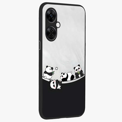 Playful Panda Parade Glass Case for 1+Nord CE 3 Lite side perspective highlighting charming detailing and premium edges