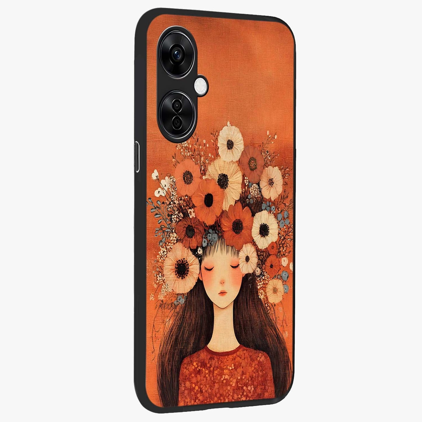 Radiant Flower Thoughts Glass Case for 1+Nord CE 3 Lite side perspective highlighting refined textures and smooth build