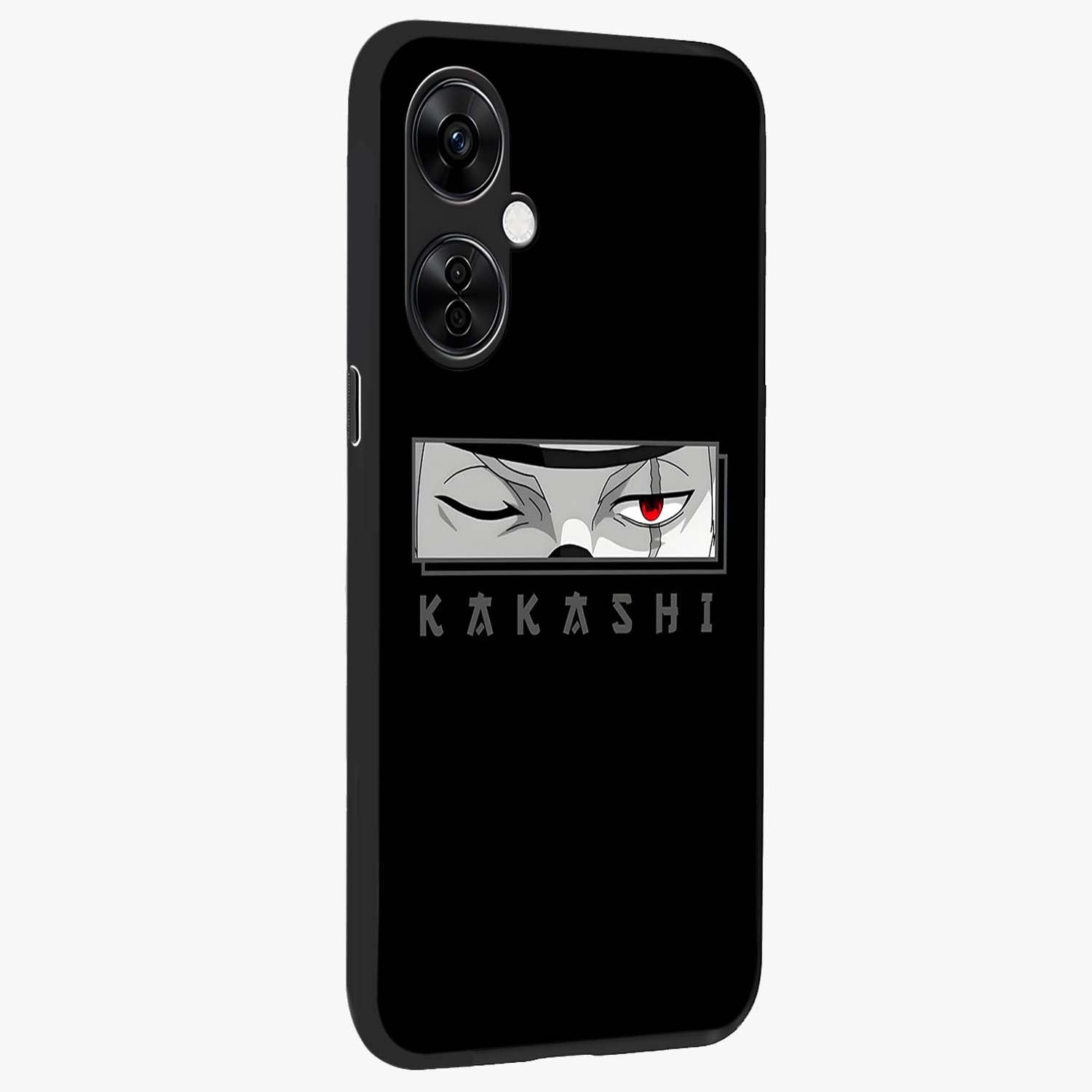 Scarlet Ninja Gaze Glass Case for 1+Nord CE 3 Lite side perspective highlighting intense textures and premium edges