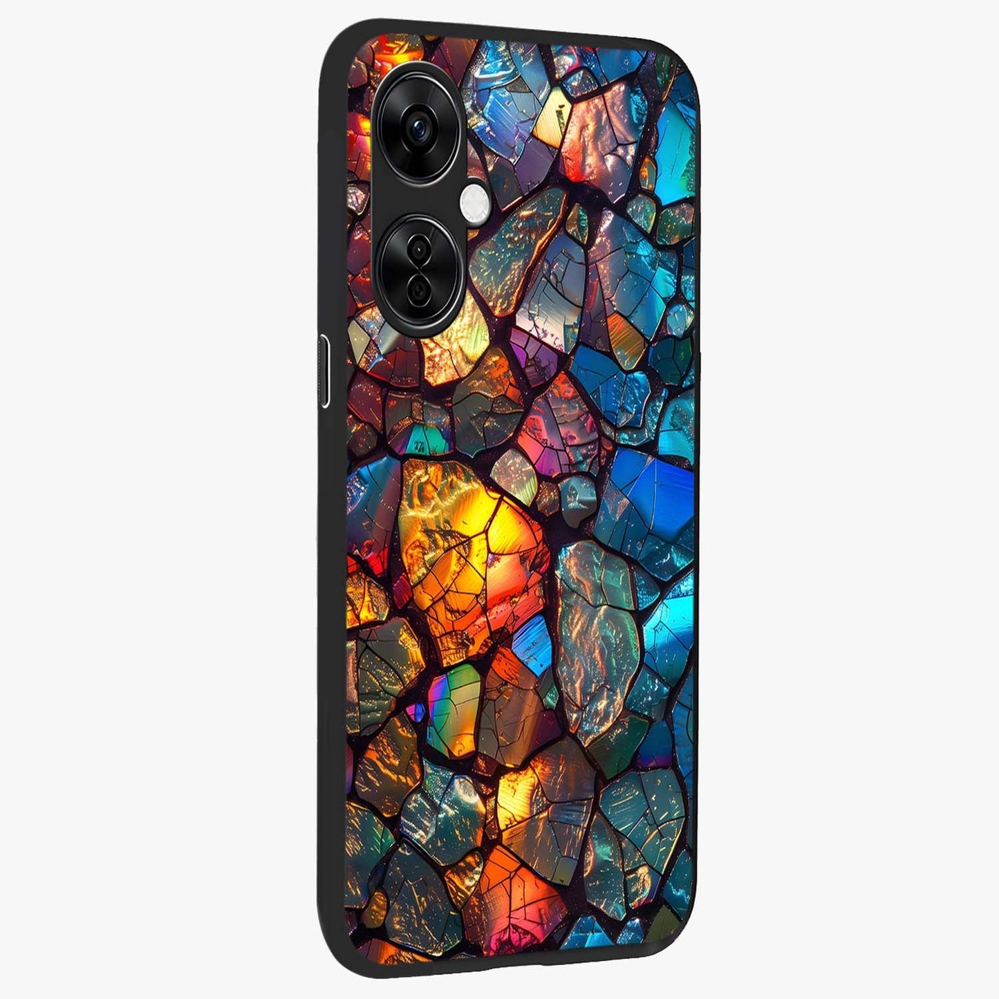 Shattered Light Glass Case for 1+Nord CE 3 Lite side perspective highlighting dynamic textures and premium edges