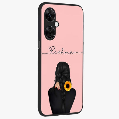 Sun Moon Flowers Glass Case for 1+Nord CE 3 Lite side perspective highlighting delicate bloom textures and sleek premium build