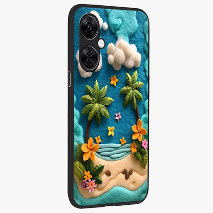 Tropical Felt Escape Glass Case for 1+Nord CE 3 Lite side perspective highlighting lush textures and smooth build