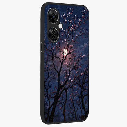 Twilight Sakura Serenade Glass Case for 1+Nord CE 3 Lite side perspective highlighting delicate sakura textures and premium edges