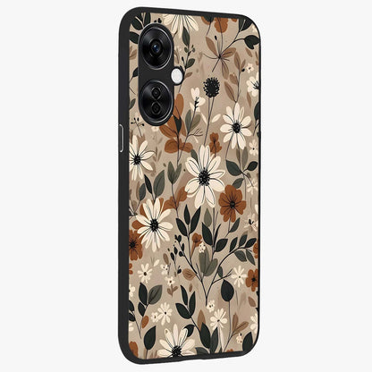 Vector Flowers Glass Case for 1+Nord CE 3 Lite side perspective highlighting smooth floral textures and premium edges
